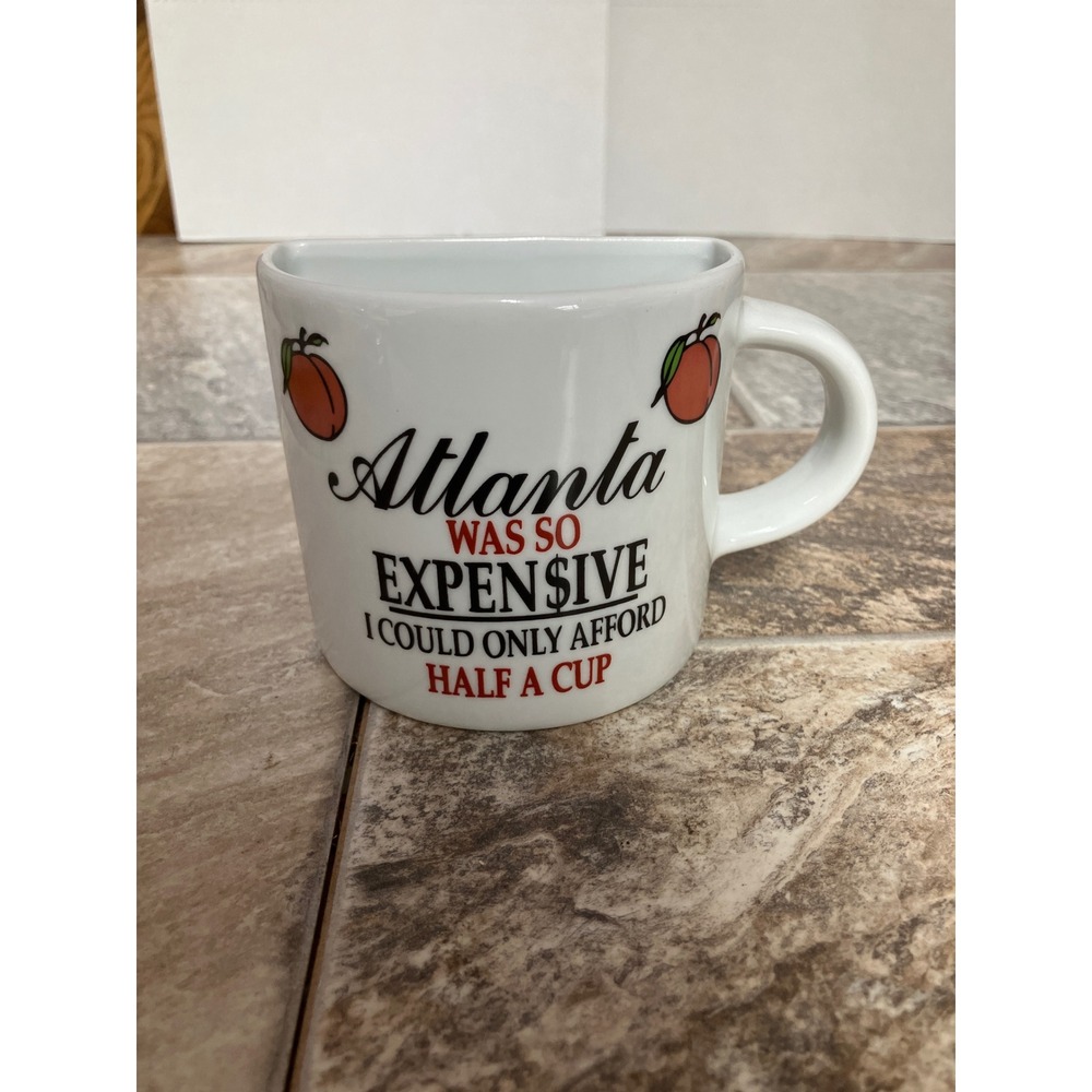 Atlanta Half Cup Novelty Coffee Mug Funny Georgia Peach Souvenir White Ceramic